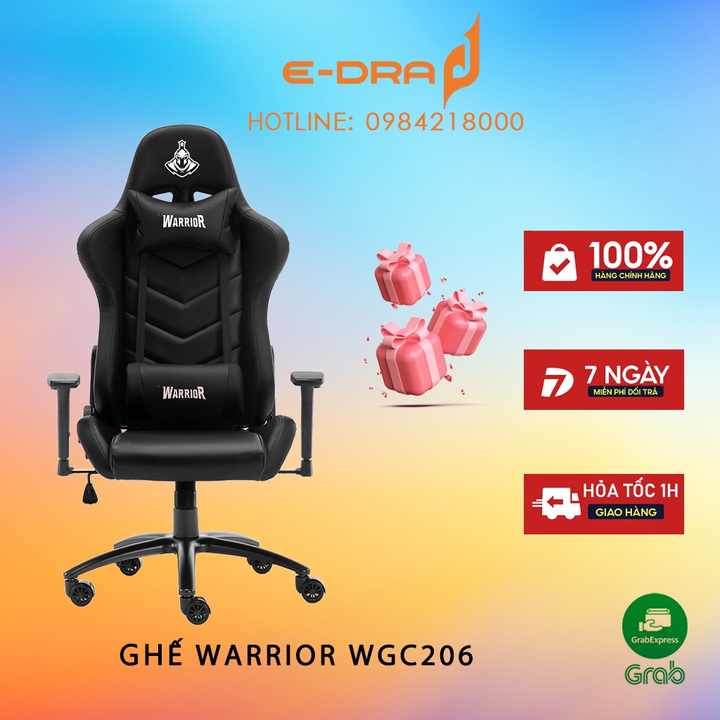Ghế Gaming Warrior Raider Series WGC206, 206 Plus Black/Red/White/Pink - Chất Liệu Da PU Cao Cấp - Bảo Hành 12 tháng