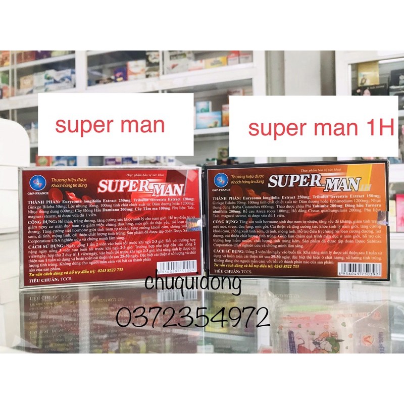 Super Man 1H hộp 10 viên tăng cường sinh lý nam