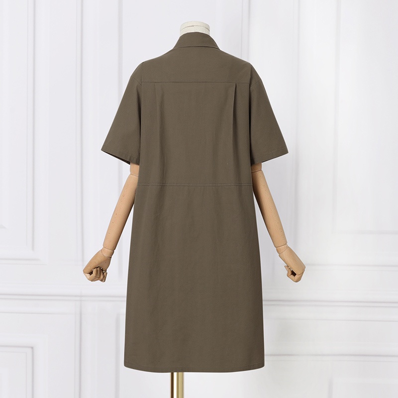 Đầm midi ZANZEA gài nút ngắn tay cổ bẻ thời trang cho nữ