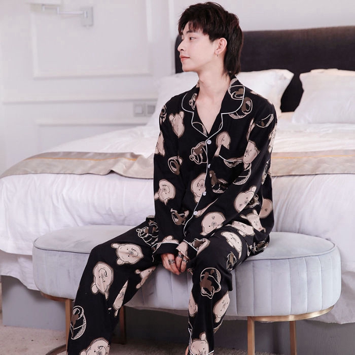 Bộ Đồ Ngủ Tay Dài Họa Tiết Gấu Dễ Thương