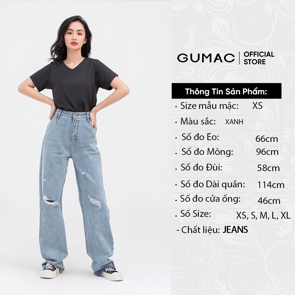 [Mã WABRGUM giảm 10% tối đa 30K đơn 99K] Quần jeans nữ rách gối GUMAC phong cách hàn quốc trẻ trung QJB865