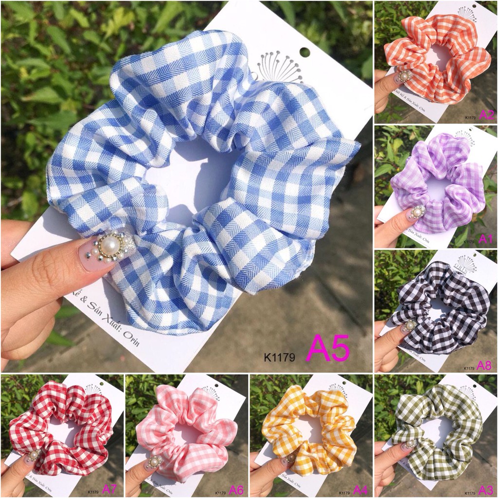 Khăn Turban Bandana caro, băng đô nhiều màu Orin K1182 K1179