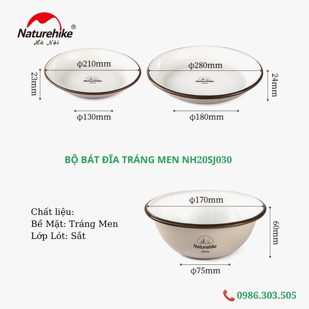 Cốc, bát, đĩa, tráng men glamping, camping Naturehike Là Nhà NH20SJ030, cam kết chính hãng, chất liệu an toàn