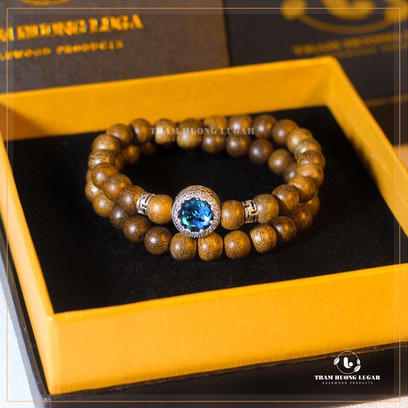 Vòng tay trầm hương Việt tự nhiên - Vòng đôi mix charm - Trầm hương Lugar