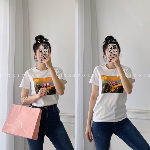 Áo Thun Nữ In hình ép nhiệt cao cấp chất dày dặn phom vừa người dễ phối đồ