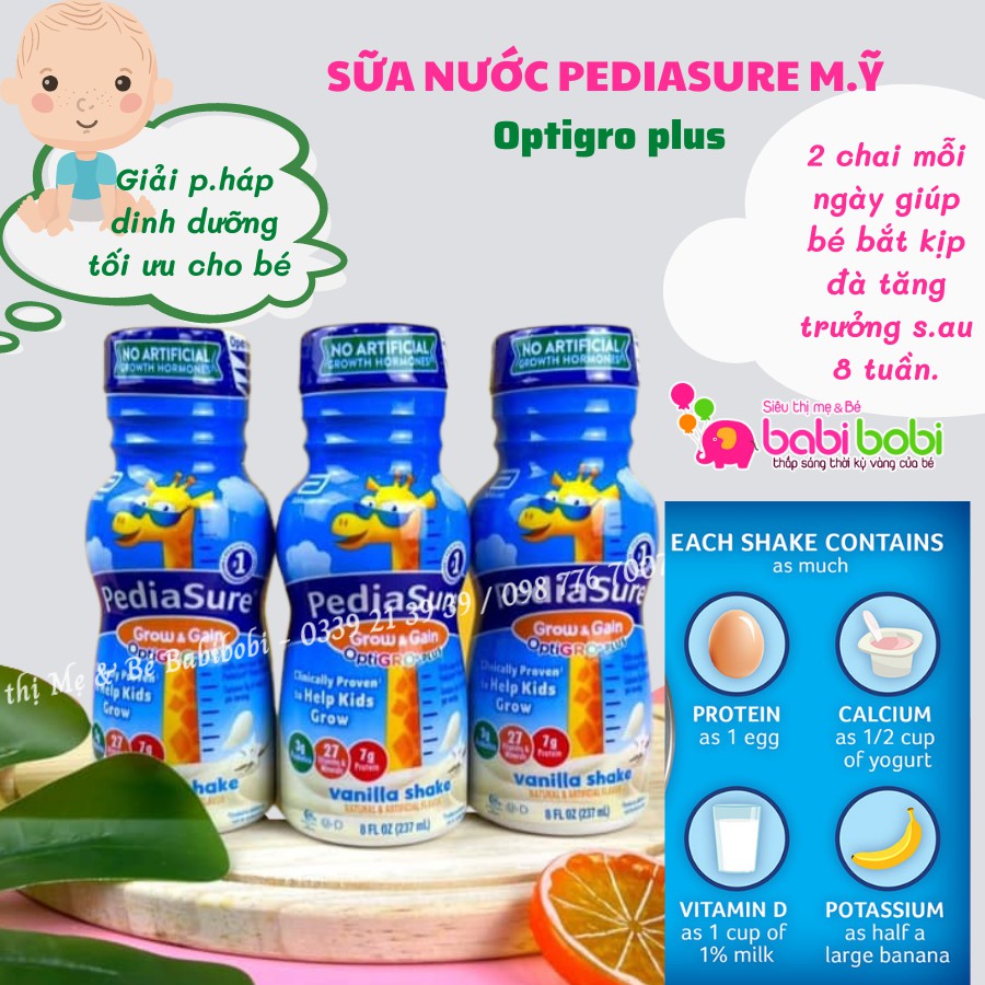 Sữa nước Pediasure Grow&gain dành cho bé còi biếng ăn - 237ml của Mỹ
