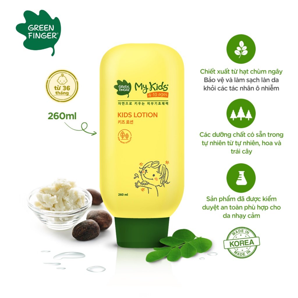 Sữa Dưỡng Thể Dưỡng Ẩm Dành cho Trẻ em GREENFINGER MY KIDS BODY LOTION 260ml (1 chai)