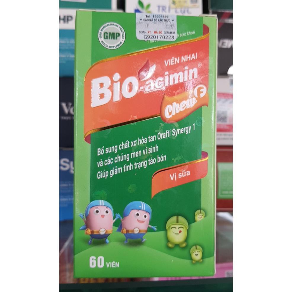 viên nhai bioacimin chew hỗ trợ táo bón bio acimin kẹo