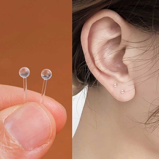 (1 Chiếc) KHUYÊN MŨI / KHUYÊN TAI - Khuyên Trong Suốt (bi 2.5mm) - Khuyên tai nhựa - Khuyên nhựa trong suốt giữ lỗ