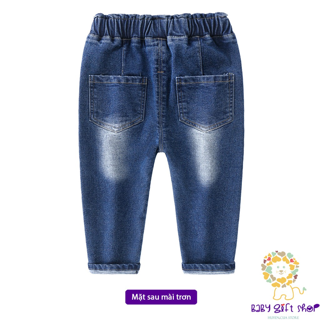 Quần jean cho bé trai quần bò trẻ em quần dài cho bé size đại WELLKIDS chất cotton mẫu mới 2023