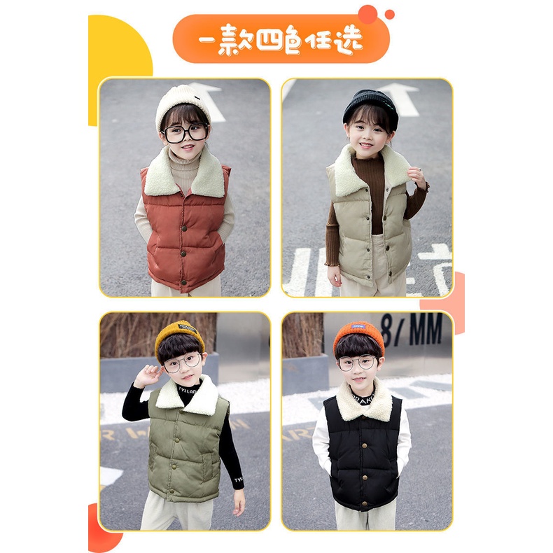 Áo khoác phao gile bé trai bé gái phối cổ lông Hàng Quảng Châu dày đẹp giữ ấm tốt