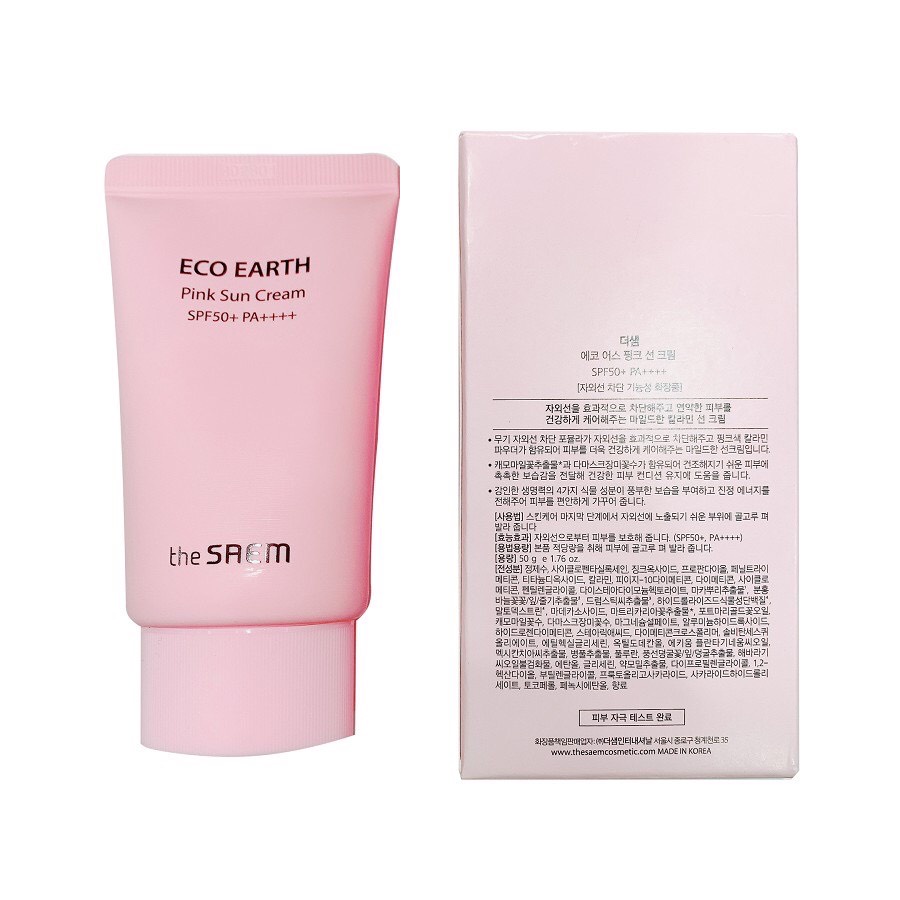 [Chính Hãng] Kem Chống Nắng Nâng Tone, Kiềm Dầu, Dưỡng Ẩm Trắng Da The Seam Eco Earth Power Pink (SPF 50+/PA) KoreaStore | BigBuy360 - bigbuy360.vn