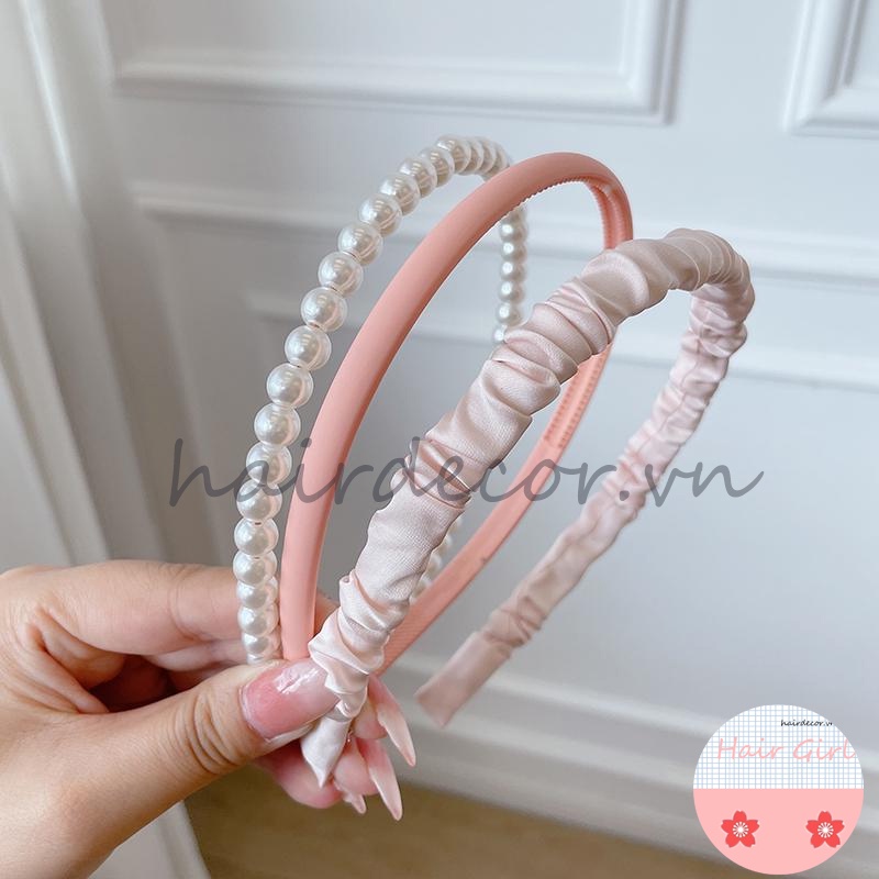 Set Băng Đô Cài Tóc Đính Ngọc Trai Phong Cách Hàn Quốc Mới