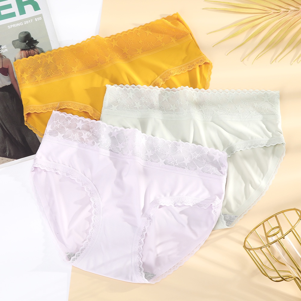 Quần lót Aijolen nâng hông cotton lụa lạnh lưng vừa phối ren không đường may thoáng khí gợi cảm dành cho nữ
