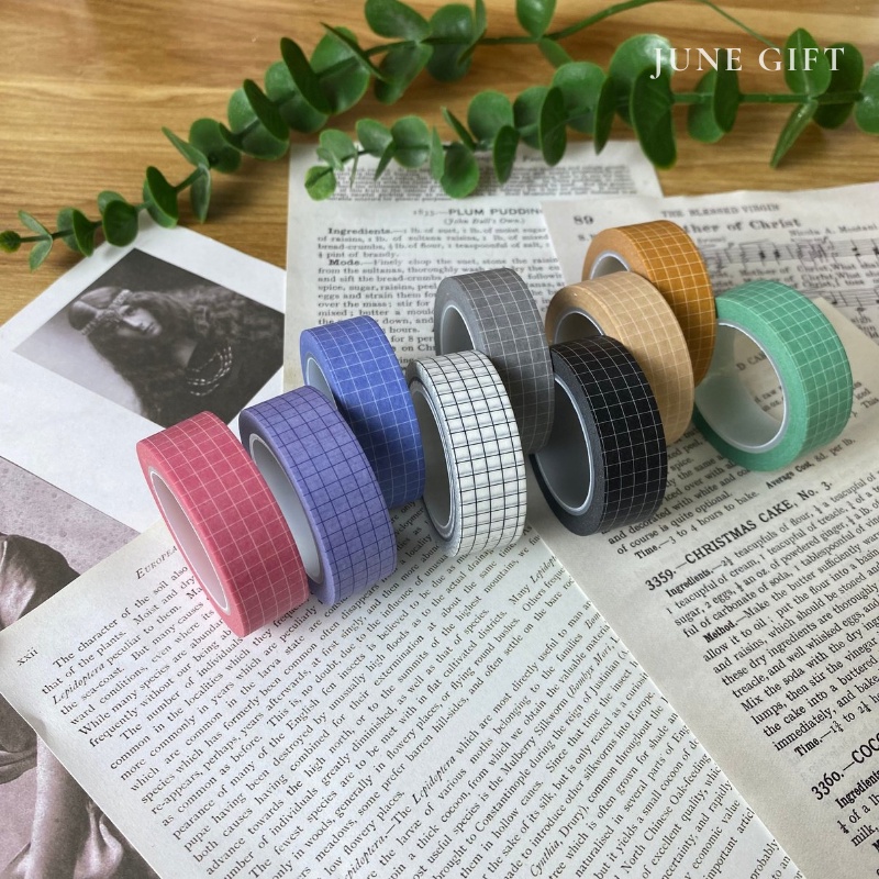 Cuộn băng dính washi tape caro trang trí sổ , bullet journal (dài 10m)