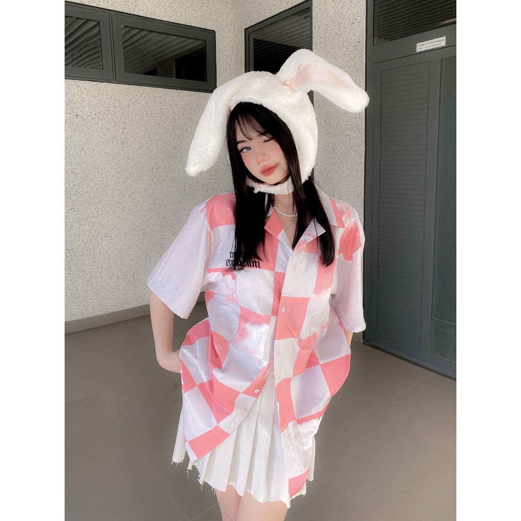 MENDE - Square Sky Shirt Pink - Áo sơ mi nam tay ngắn