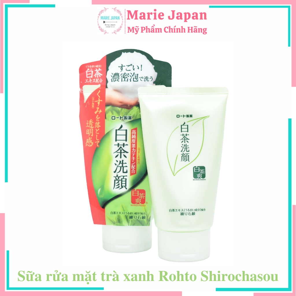 Sữa rửa mặt trà xanh Rohto Shirochasou Green Tea Foam 120g Nhật Bản