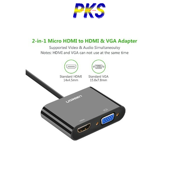 Cáp Chuyển Micro HDMI To HDMI Và VGA Ugreen MM115 30355 - Ugreen 30355 - Đen
