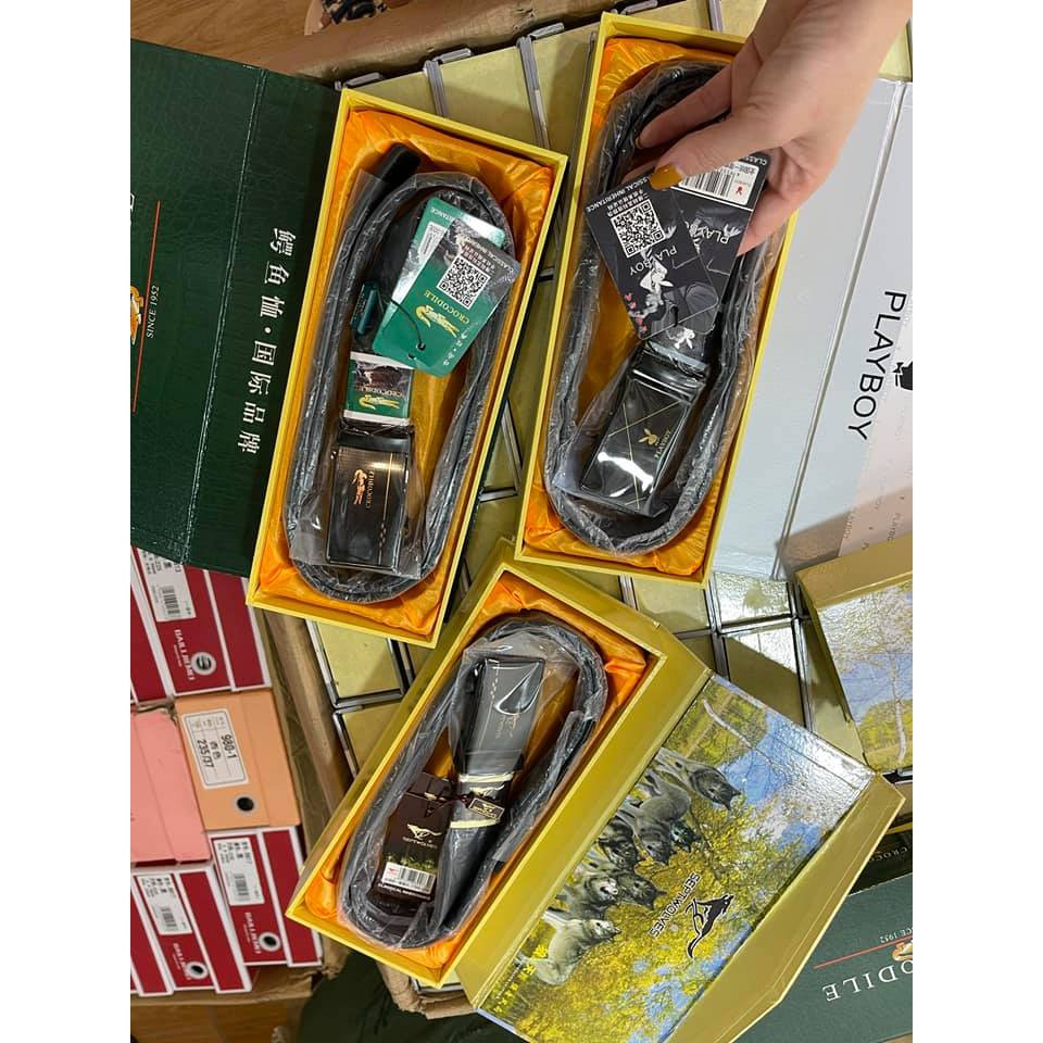 [LẺ = SỈ) Thắt Lưng Nam Cá Sấu Sang Trọng Dây Lưng Full Box (Hộp + tag hãng đầy đủ ) Như Hình Giá Rẻ