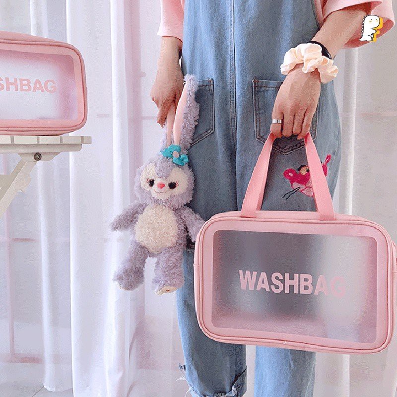 Túi đựng mỹ phẩm đồ trang điểm đi du lịch cá nhân washbag trong suốt có khóa kéo, chống thấm nước tiện dụng - DTM Store