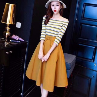 Chân váy xòe đan dây cách điệu