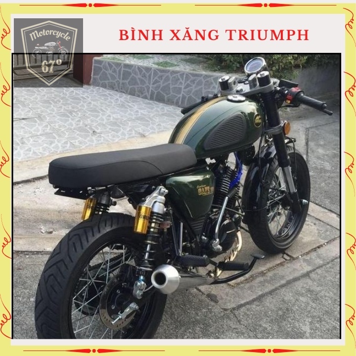Bình xăng Trium, thùng xăng lớn độ xe Classic cafe racer , 67.. dung tích hơn 9 lít, bả sẵn matit, chỉ việc sơn