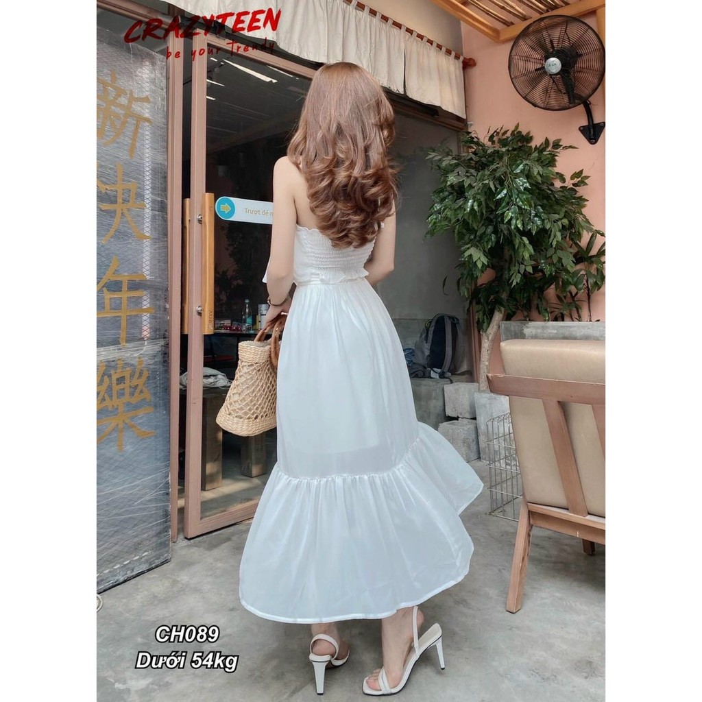 Đầm Maxi Voan Dài Vintage hở lưng 2 lớp cao cấp