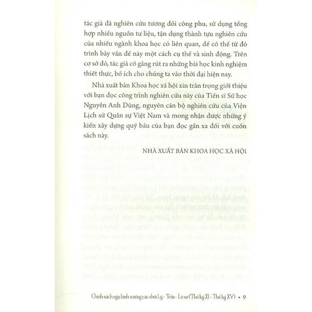 Sách Chính Sách Ngụ Binh Ư Nông Các Thời: Lý - Trần - Lê Sơ (Thế Kỷ XI - XV)