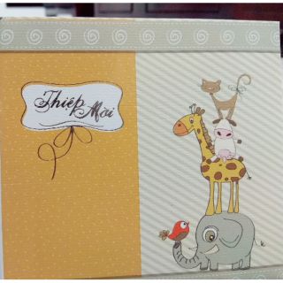 60 thiệp thôi nôi, sinh nhật hình con hươu đã in thông tin và bao thư