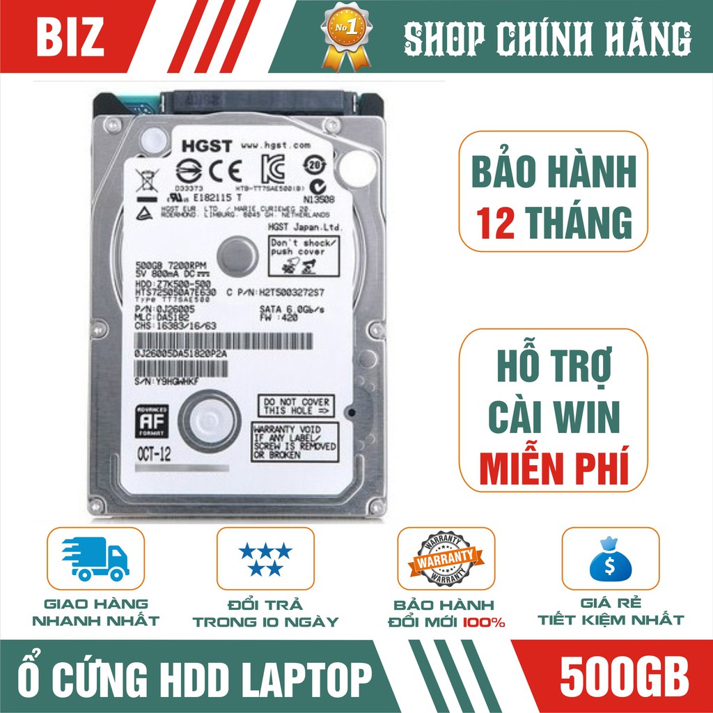 Ổ cứng laptop 2.5&quot; HDD 500GB/1TB Western, Seagate, Hitachi,Toshiba - Bảo hành 1 năm!!!