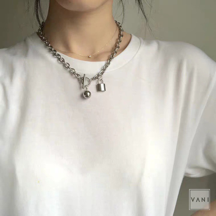 Dây Chuyền, Choker Hình Ổ Khóa Bi Tròn Unisex - Vani Store [TS000527-O98]