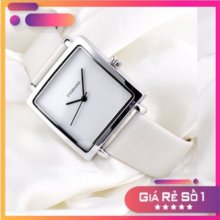 Đồng hồ nữ EVERYONE mặt vuông dây da cao cấp size 36mm