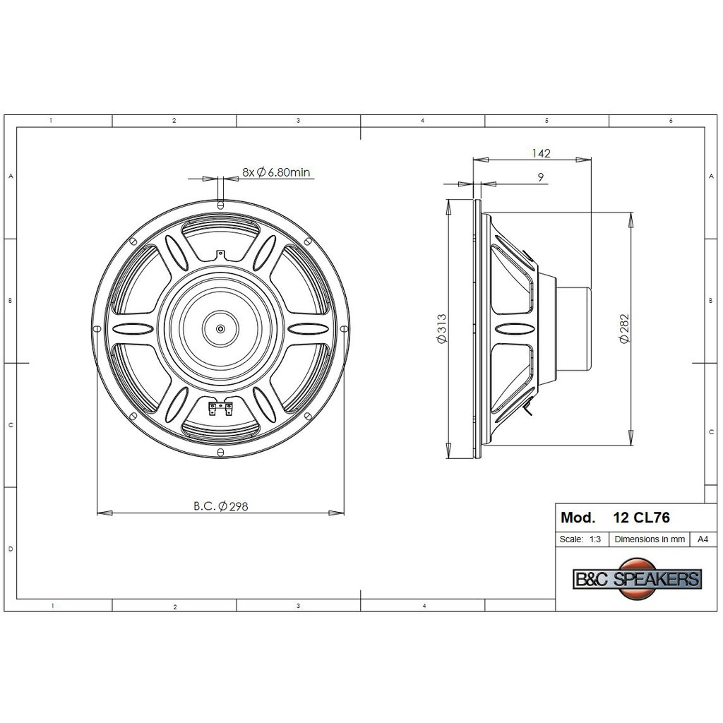 Loa Rời 3 tấc B&C SPEAKERS - ITALIA 12CL76  – Hàng Chính Hãng