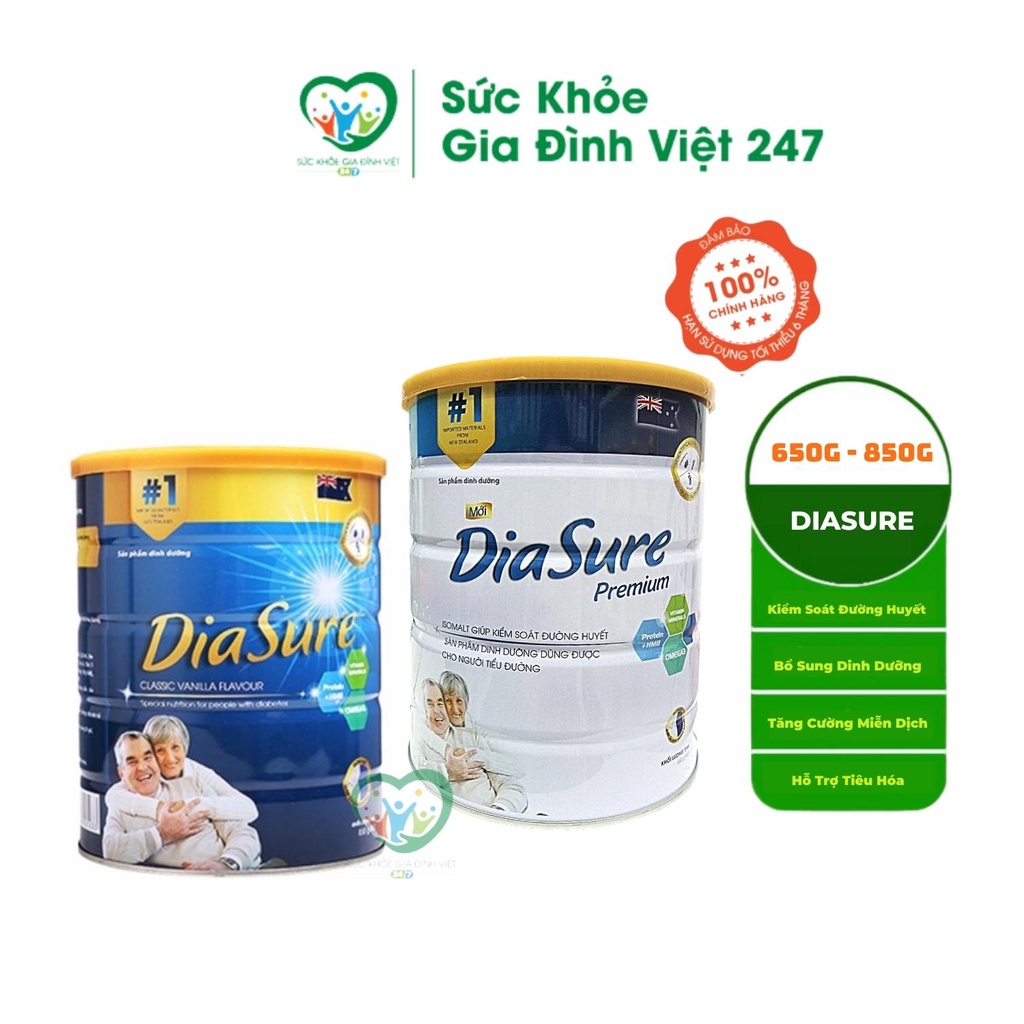 Sữa DiaSure 850g - 650g - Dinh dưỡng dành cho người tiểu đường suckhoegiadinhviet247