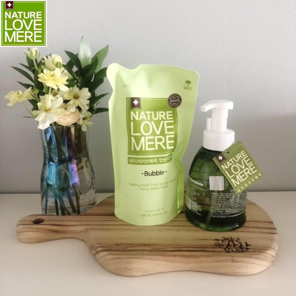 Nước rửa bình sữa tạo bọt hữu cơ Nature Love Mere chai 550ml/ túi 500ml