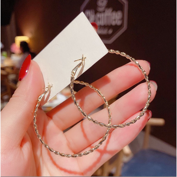 Bông Tai Khuyên Tai Nữ Xoắn Mạ 925