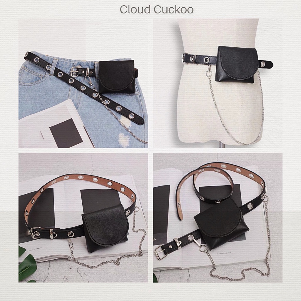 Thắt Lưng Da Kèm Xích Kèm Chain Phụ Kiện Phong Cách Ulzzang [ Bán Chạy Số 1]