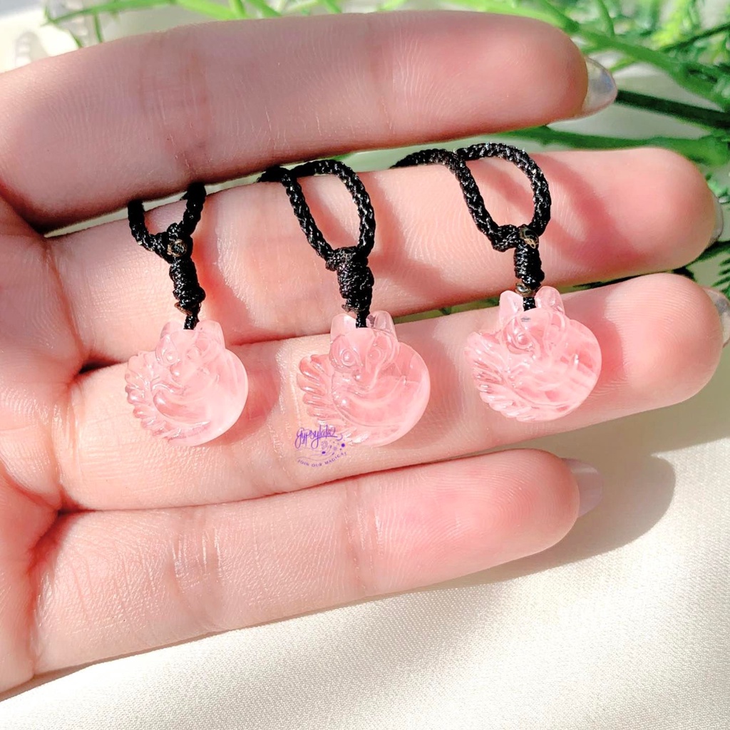Dây Chuyền Hồ Ly Đá Thạch Anh Hồng Thiên Nhiên Năng Lượng May Mắn SP004257 Gypsy.lala