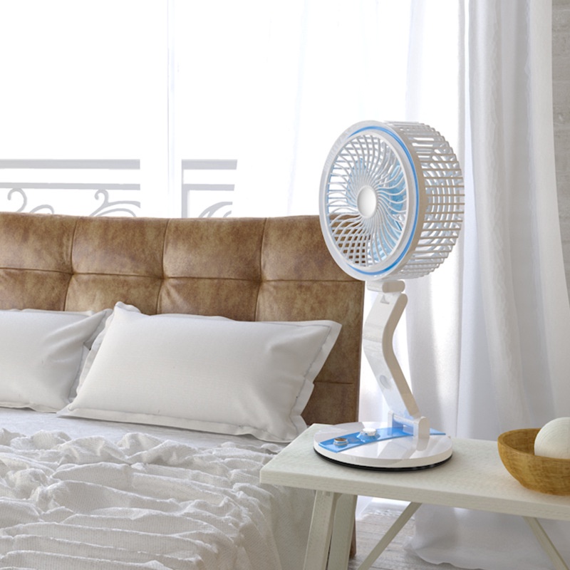 Quạt Tích Điện Gấp Gọn, Quạt Mini Để Bàn có đèn ngủ, 3 Tốc Độ Gió, Cổng Sạc USB, Pin 1600mAh, Lỗi 1 Đổi