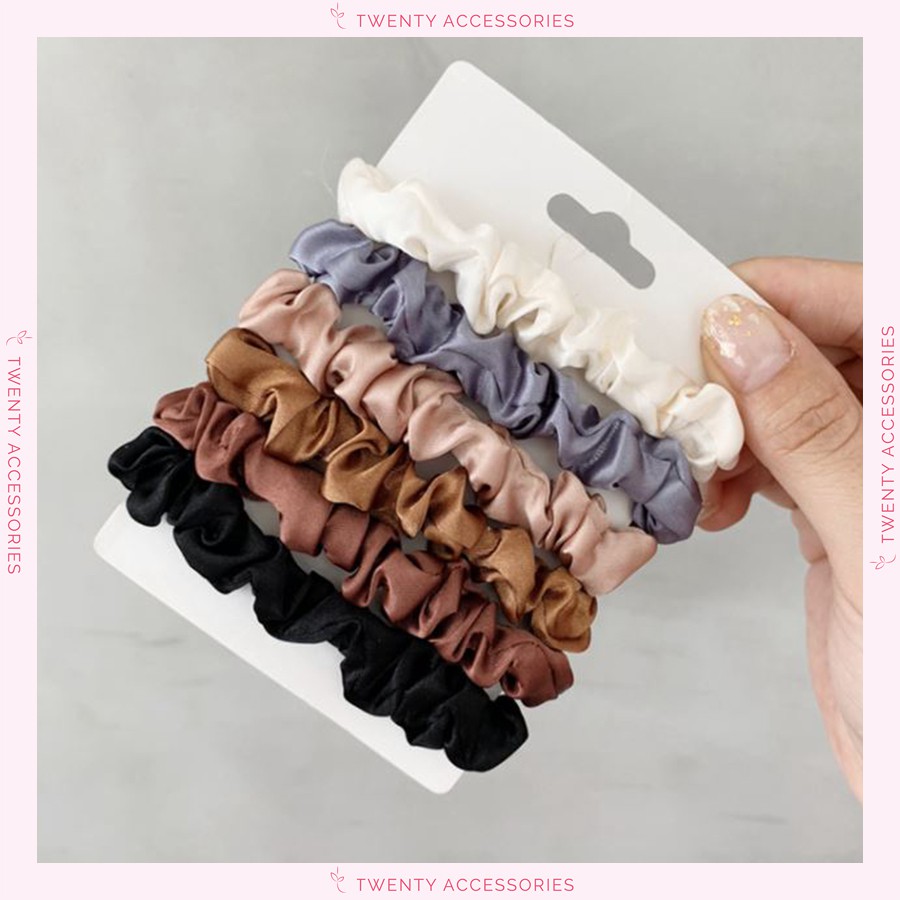 Set 5 buộc tóc scrunchise đơn giản