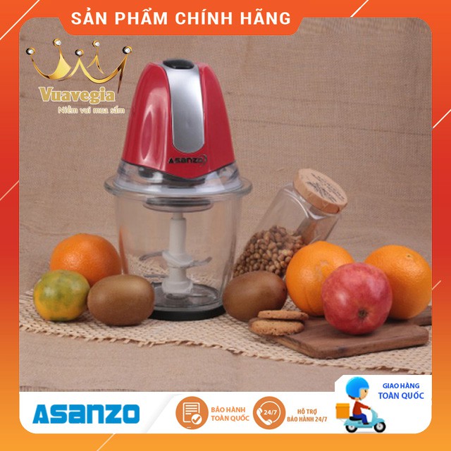 Máy xay thịt thủy tinh 02 lưỡi dao kép Asanzo AMG-15A 600W (1.5 lít) - Hàng Chính Hãng