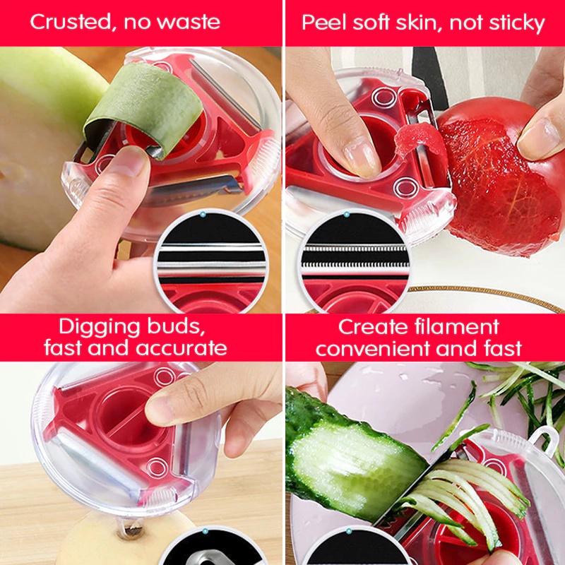 Dụng Cụ Gọt Vỏ Rau Củ Quả 3 Trong 1 Bằng Thép Không Gỉ