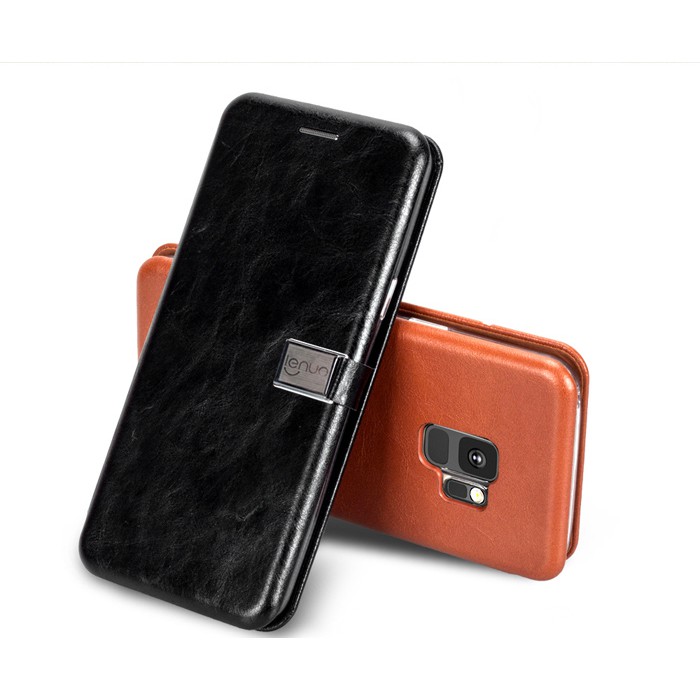 Bao da Samsung Galaxy S9 Lenuo Lebe Flip Case - tặng dán lưng Carbon