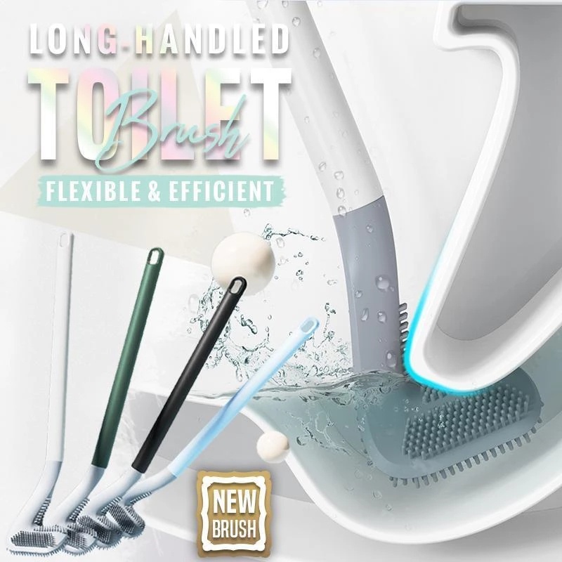 1 Bộ Bàn Chải Vệ Sinh Toilet Bằng Silicone Tay Cầm Dài Có Thể Uốn Cong Tiện Dụng