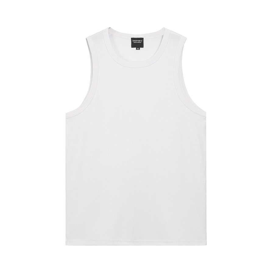 Áo thun ba lỗ trắng - White Ribbed Tank Top