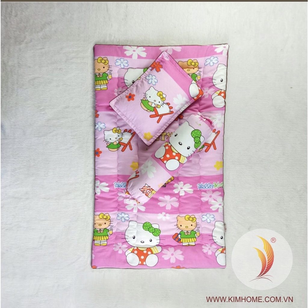 Bộ gối nệm 3 món cho bé 1 tuổi đến 6 tuổi đi nhà trẻ chất liệu cotton Thắng Lợi chần gòn KimHome