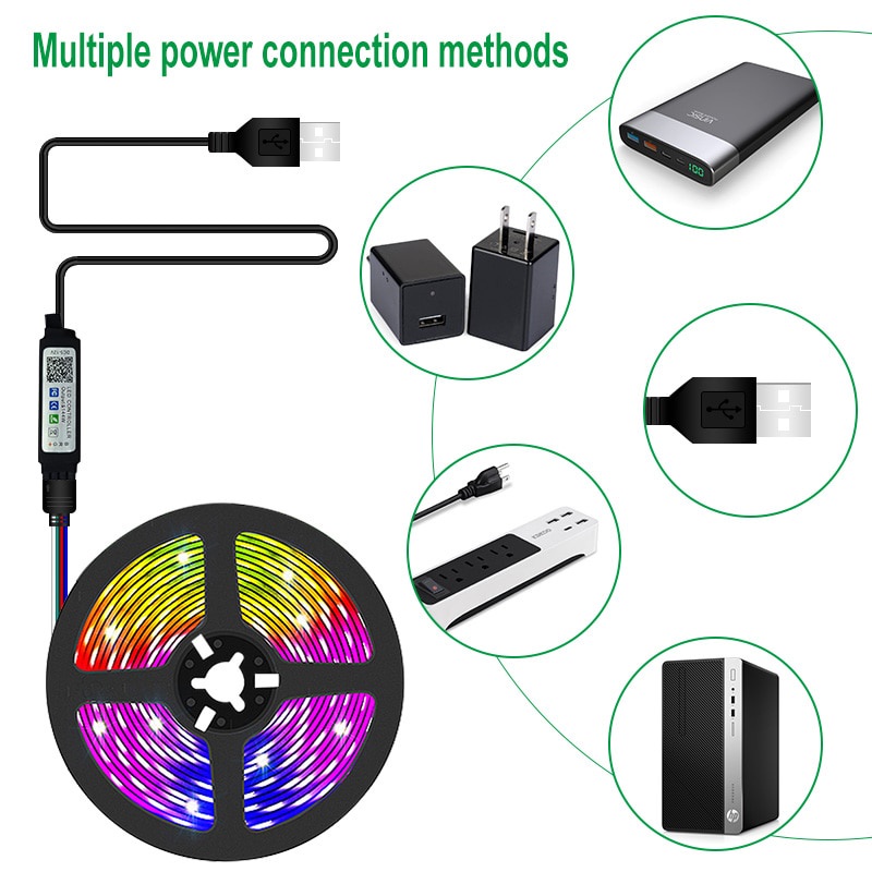Dải Đèn LED  Đèn Led Tiktok  5050RGB Mix DIY Trên 50 Màu Trang Trí Phòng Ngủ Nháy Theo Nhạc Sử Dụng App