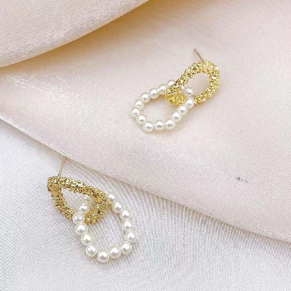 MOCHO Bông Tai Mạ Bạc Đính Ngọc Trai Đơn Giản Thời Trang Phong Cách Hàn Quốc Cho Nữ