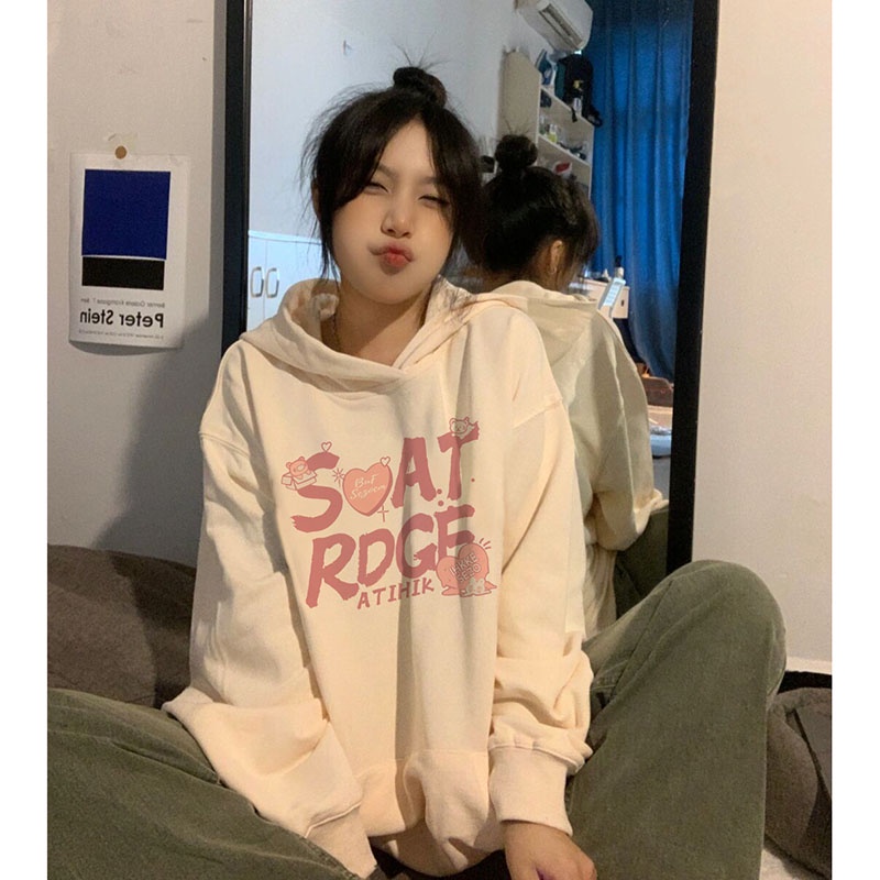 Áo hoodie Xiaozhainv mỏng cỡ lớn kiểu vintage đường phố cá tính cho nữ