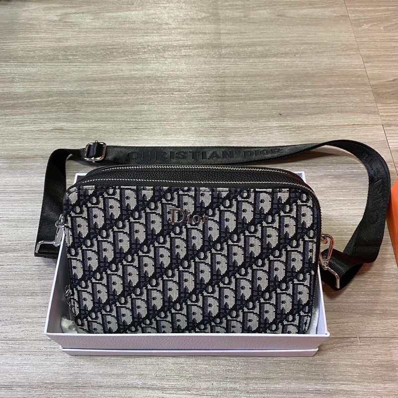Túi dior vải dù vân chìm sịn full box, túi nam quai chéo hot hit